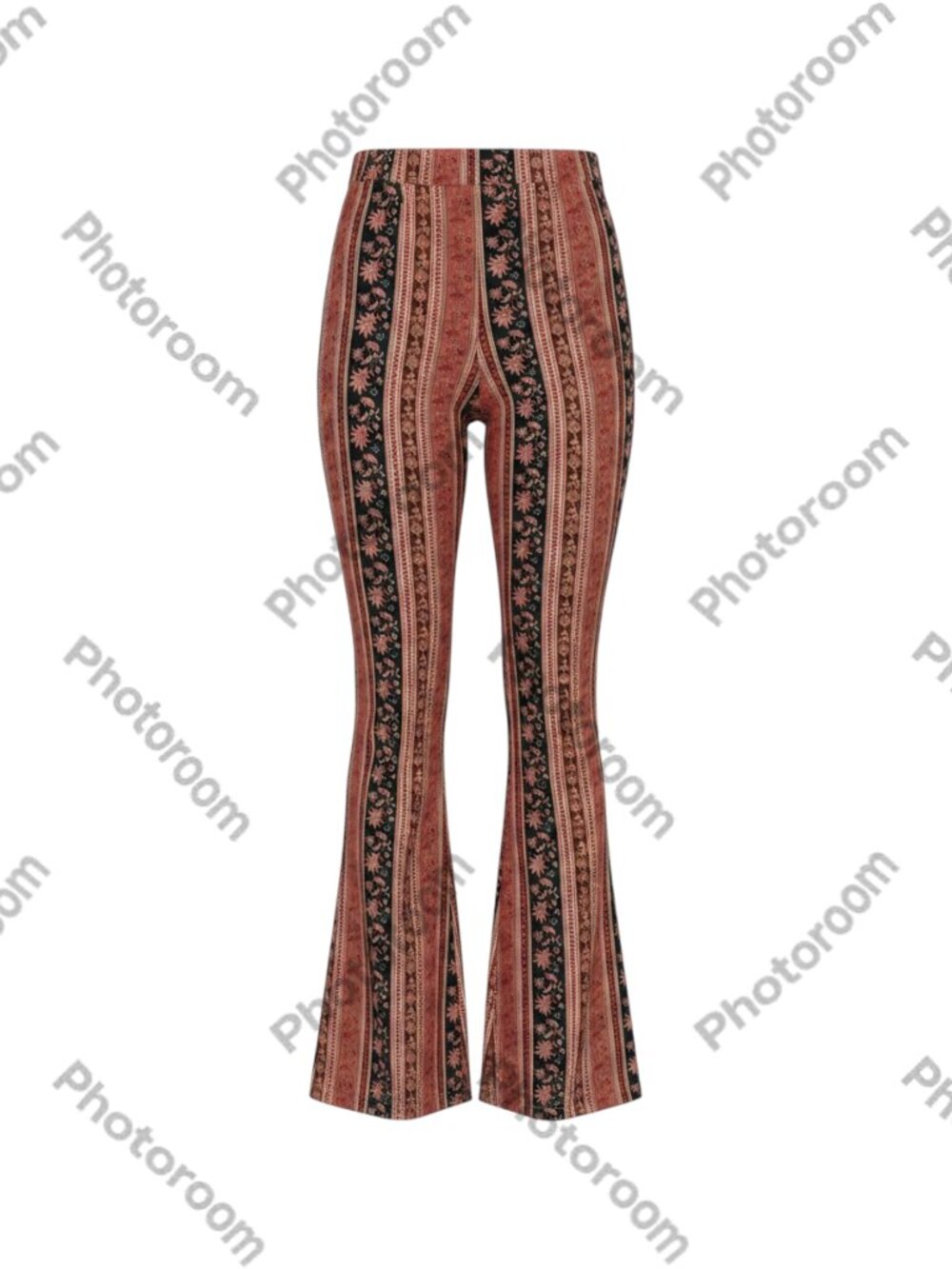 Faded Rose Pink Black Women's Striped Flare Pants S